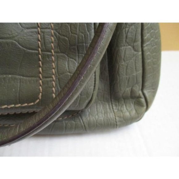Tignanello Green Leather Croc Embossed Sectioned Tote Satchel - Picture 4 of 10